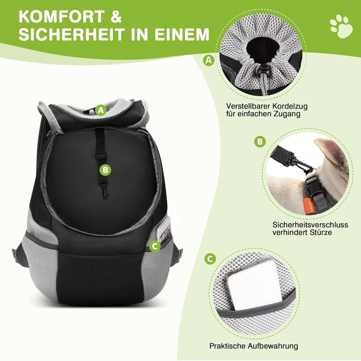ALLSOPETS Hunderucksack, Tragbarer Haustierträger für Kleine Hunde und Katzen, Fahrrad- und Motorrad