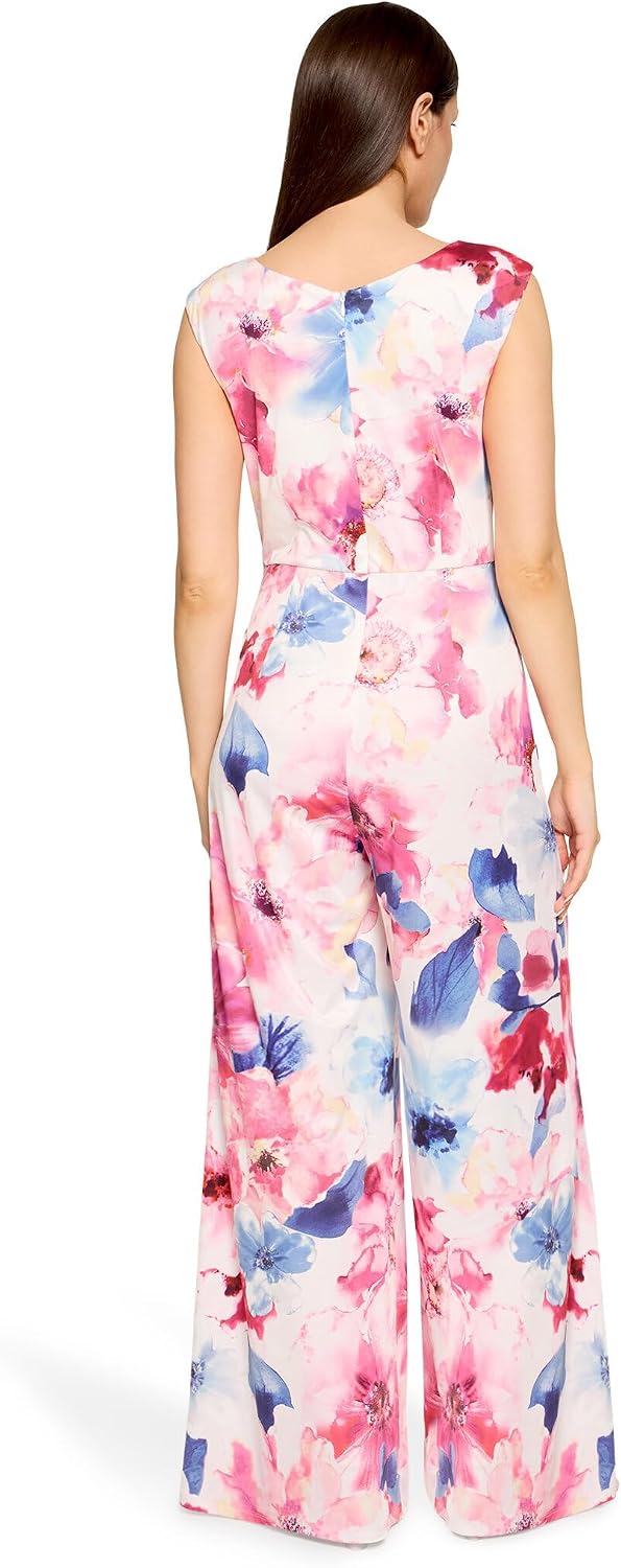 Vera Mont Damen Jumpsuit mit Blumenprint 36W Cream/Pink, 36W Cream/Pink