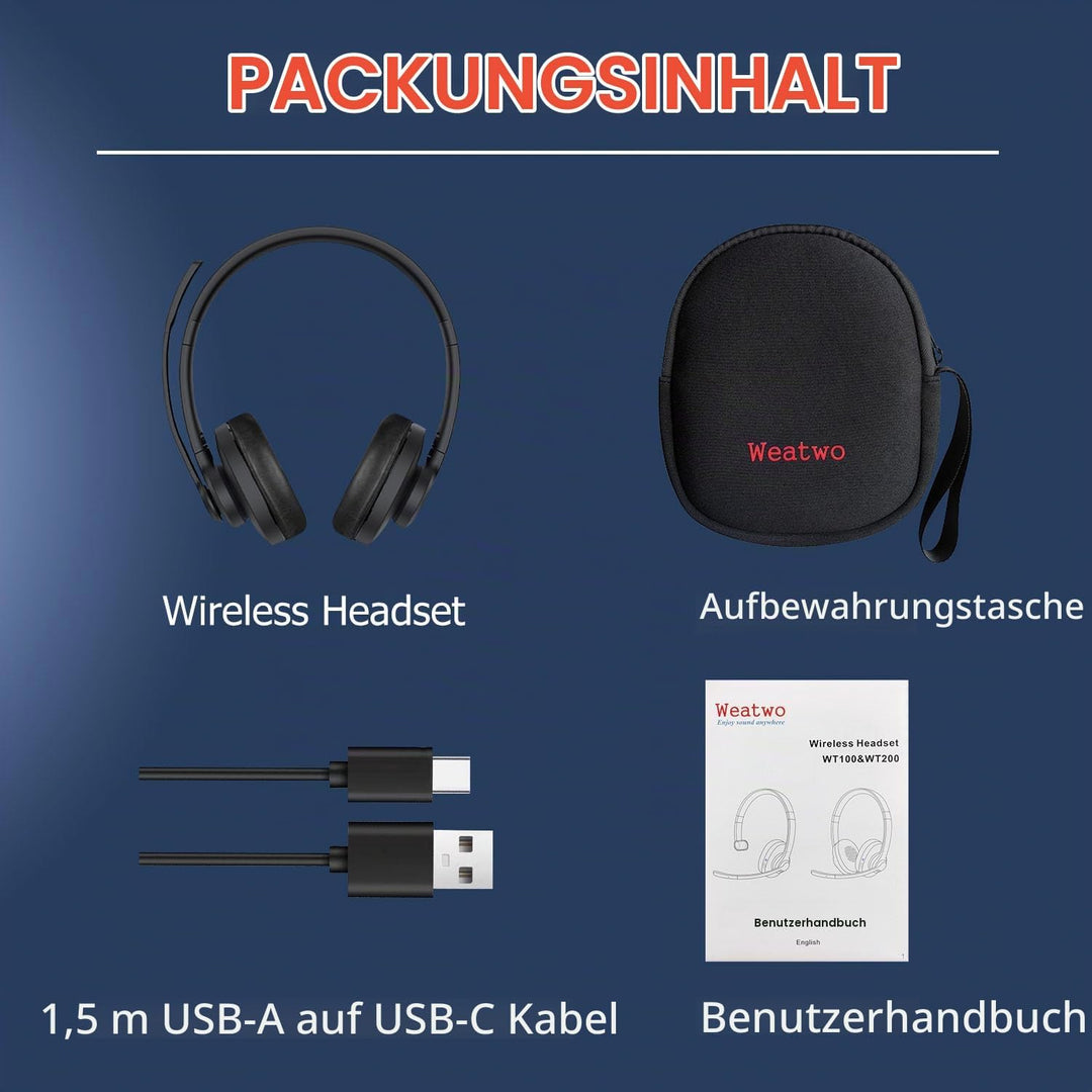 Bluetooth Headset V5.1 Klasse 1, Wireless Headset mit CVC8.0 Dual Mikrofon Noise Cancelling Headset