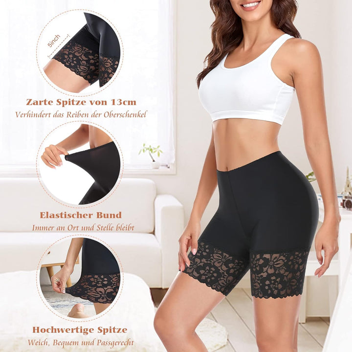YARRCO Damen Unterhose Spitze Radlerhose Kurz Unter Rock Hosen Anti-Chafing Slipshorts Boxershorts U