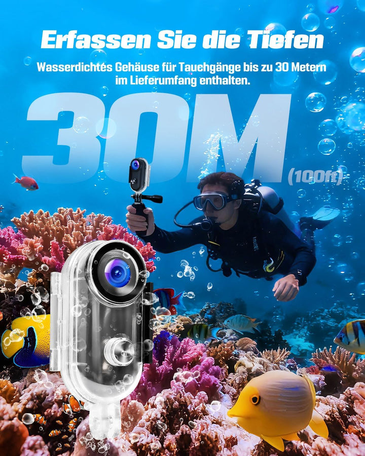 Action Camera 4K mit 64GB SD, BodyCam Körperkamera Mini POV Kamera 4K – ohne Display, 4K – ohne Disp