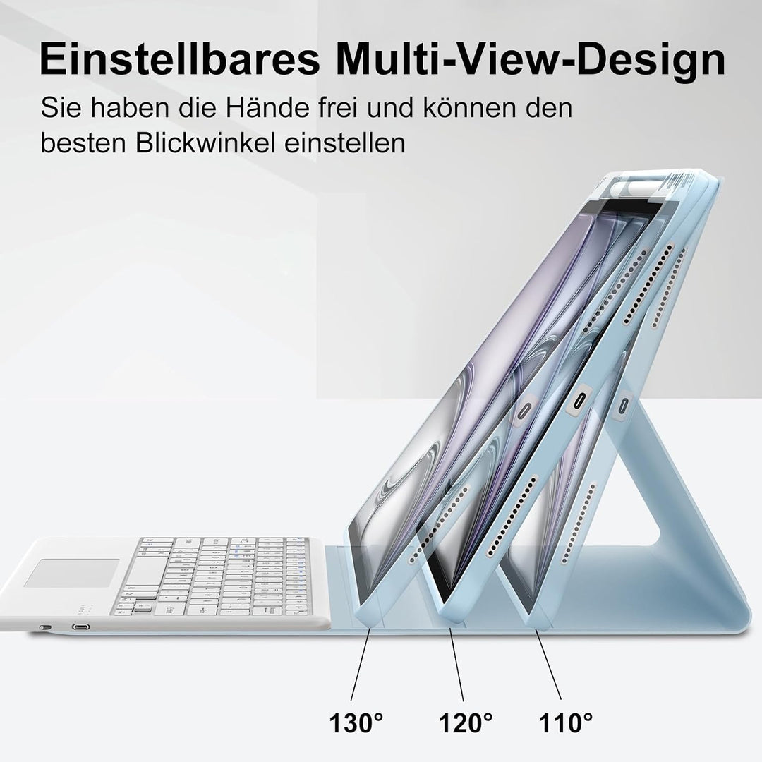 Tastatur für iPad Air 13 M4/M3/M2 (2026-2024) &amp; iPad 12.9 Touchpad, Blau | Hülle Tastatur für iPad A