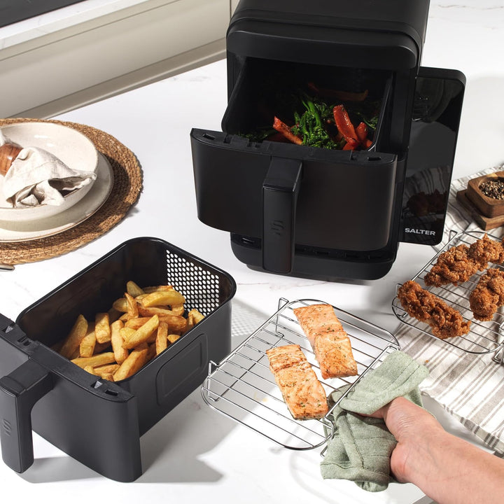 Salter VertiCook Ultra Stapelbare Heissluftfritteuse – 9 L Digitale Heissluftfritteuse, 2 x 4,5L Kör