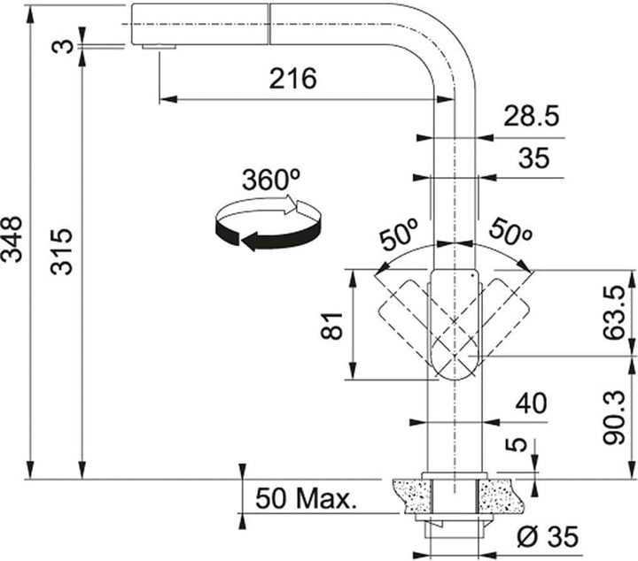 Franke MYTHOS PULL-OUT 115.0550.442 Spültischarmatur, Edelstahl schwarz