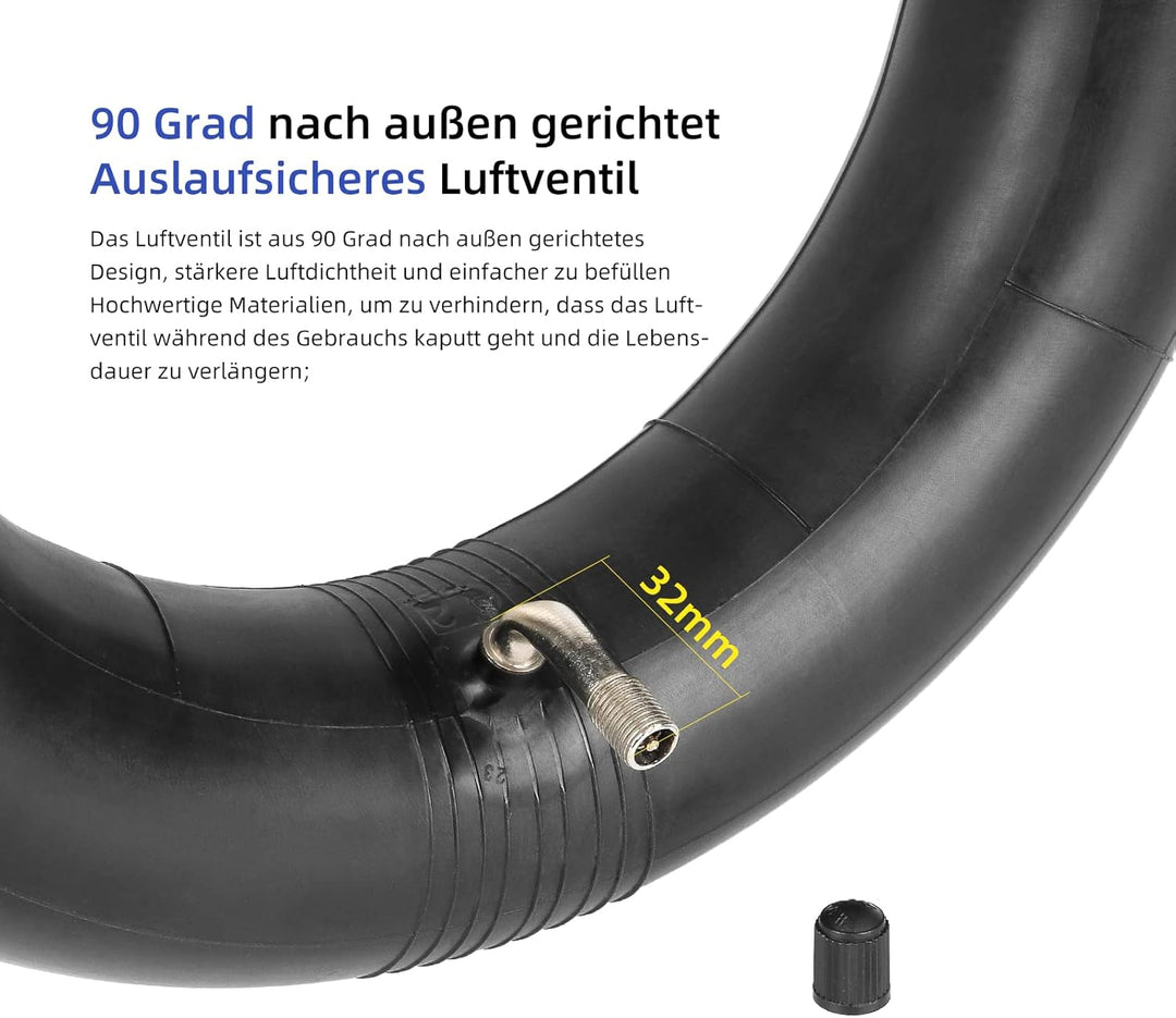 ulip 2 Stück E-Scooter Schlauch 90/65-6.5 (11 Zoll)- Abgewinkeltes Ventil 90/90 - Kompatibel mit 90/