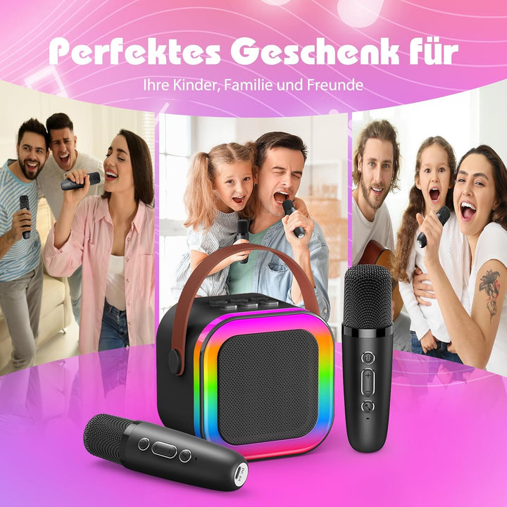 Dislocati Karaoke Maschine mit 2 Karaoke Mikrofon Bluetooth, Geschenk Spielzeug Junge 3-12 Jahre Tra