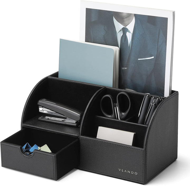 Vlando Schreibtisch-Organizer mit Schublade, Leder, Büro, Schreibwaren, Schreibtisch-Organizer, mult