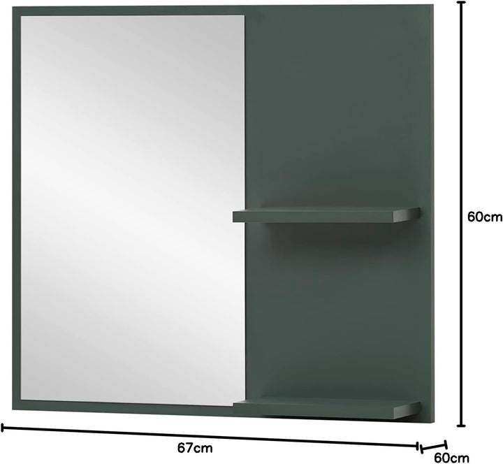 Schildmeyer Kent Spiegel mit 2 Ablagen 151451, waldgrün, 67 x 12,2 x 60 cm Waldgrün 2 Ablagen, Waldg