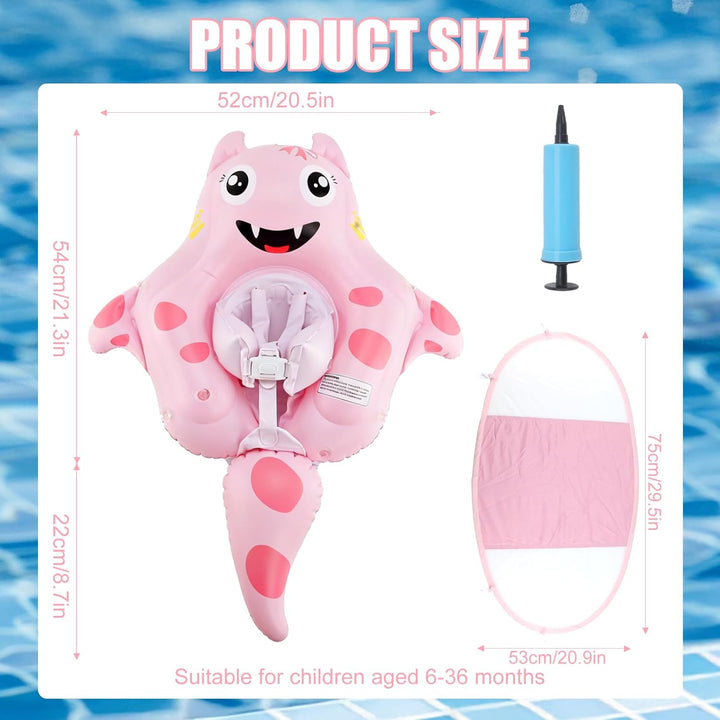 Schwimmring Baby mit Sonnendach Schwimmhilfe mit Sitz Abnehmbares Dach Stabile Form Rochen Design fü