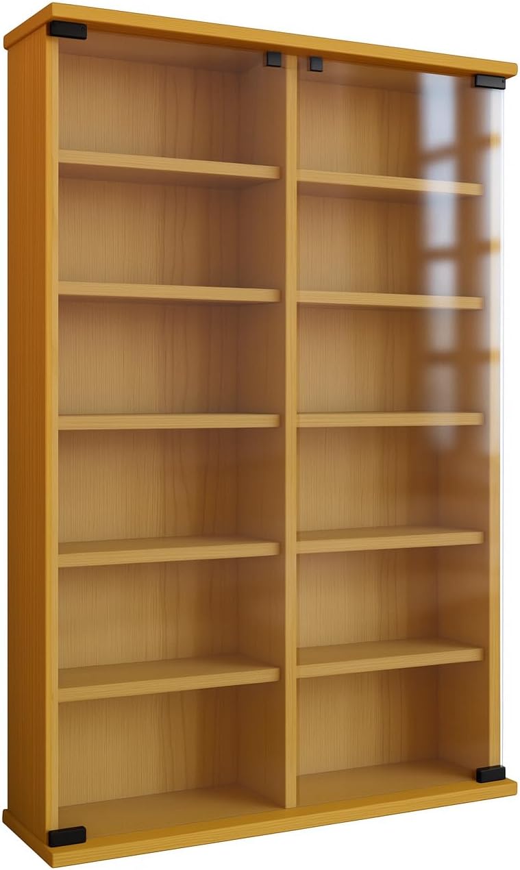 VCM Holz CD DVD Stand Regal Schrank Aufbewahrung Standregal Ständer Roma Glastür Buche, Buche