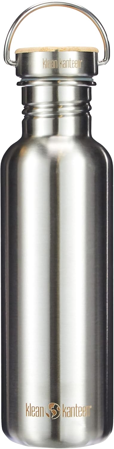 Klean Kanteen Edelstahlflasche mit Stainless Unibody Bamboo Cap Reflect Brushed Stainless, Brushed S