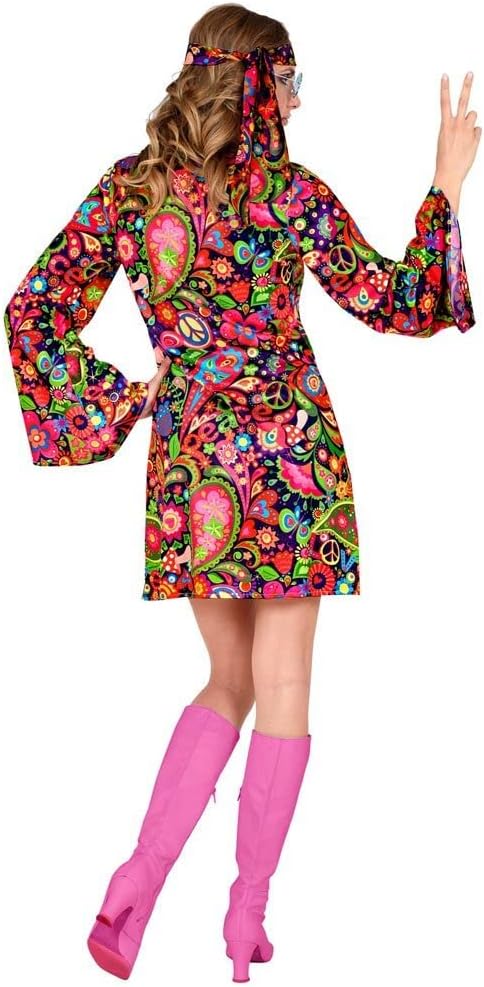 W WIDMANN MILANO Party Fashion - Kostüm Hippie, Blumenkleid und Stirnband, Flower Power, 70s, Faschi