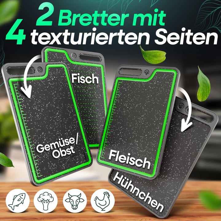 Loco Bird Schneidebrett Kunststoff spülmaschinenfest - 37,5x26,5cm - Schneidebretter 2er Set - messe