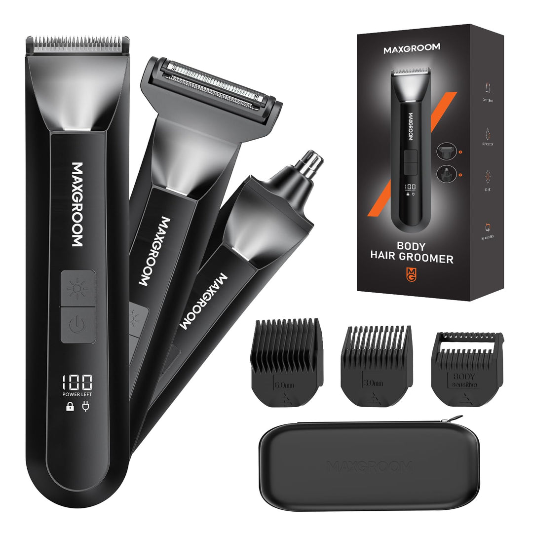Intimrasierer Mann,MAXGROOM 3 IN 1 Rasierer Herren Elektrisch für Intimbereich,IPX7 Body Trimmer Her