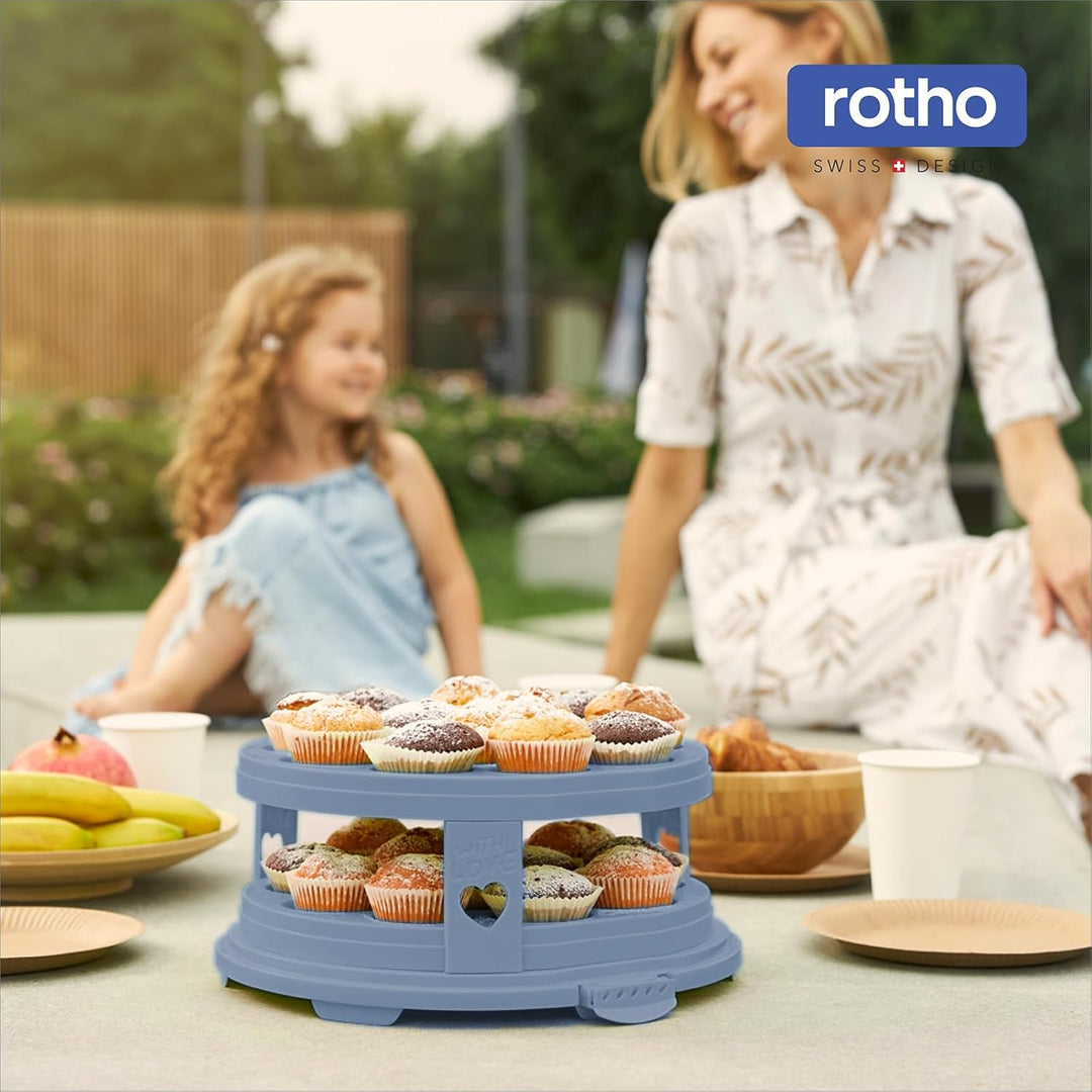 Rotho Fresh Tortenglocke hoch mit Trays, Kunststoff, Pink/Transparent, Nicht zutreffend, Pink/Transp