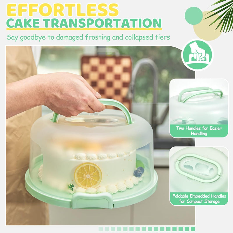 Ohuhu Kuchen Transportbox, Torten Transportbox mit Deckeln und Tragegriff, Tragbarer Tortentransport