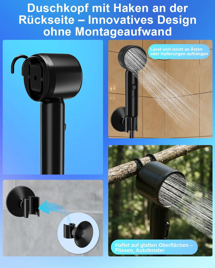 Spopal Campingdusche kompakt, IPX8 wasserdicht, tragbare Campingdusche mit Farbiger Stufenanzeige, D