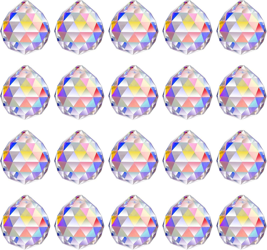 MerryNine 30mm 20pack Kristallkugel Prisma Sonnenscheinfänger Regenbogen Anhänger Maker, hängende Kr