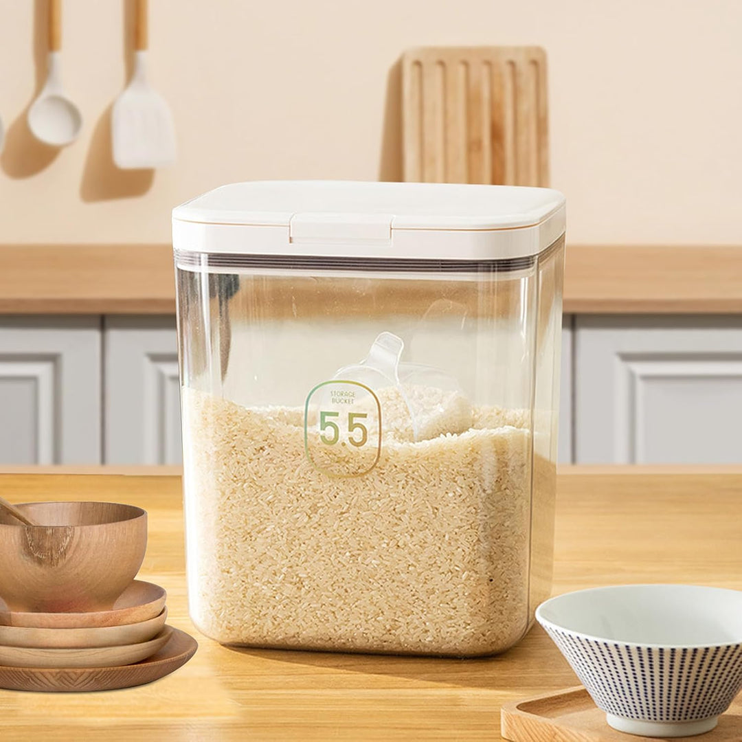 Luftdichter Reis-Aufbewahrungsbehälter, Mehlbehälter, 4,5 kg/5,81 qt, transparenter Lebensmittelbehä