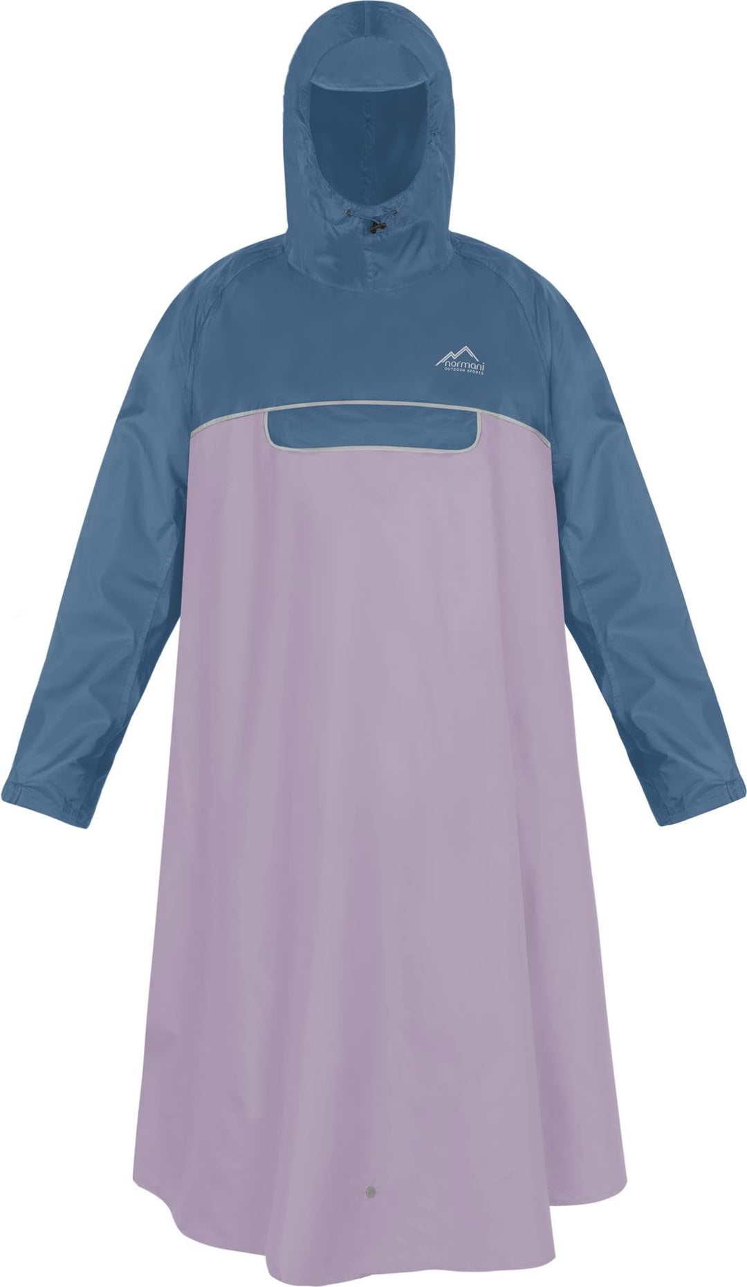 normani Unisex Regenponcho EXTRA Lang mit Ärmeln und Brusttasche für Damen und Herren - Brusttasche