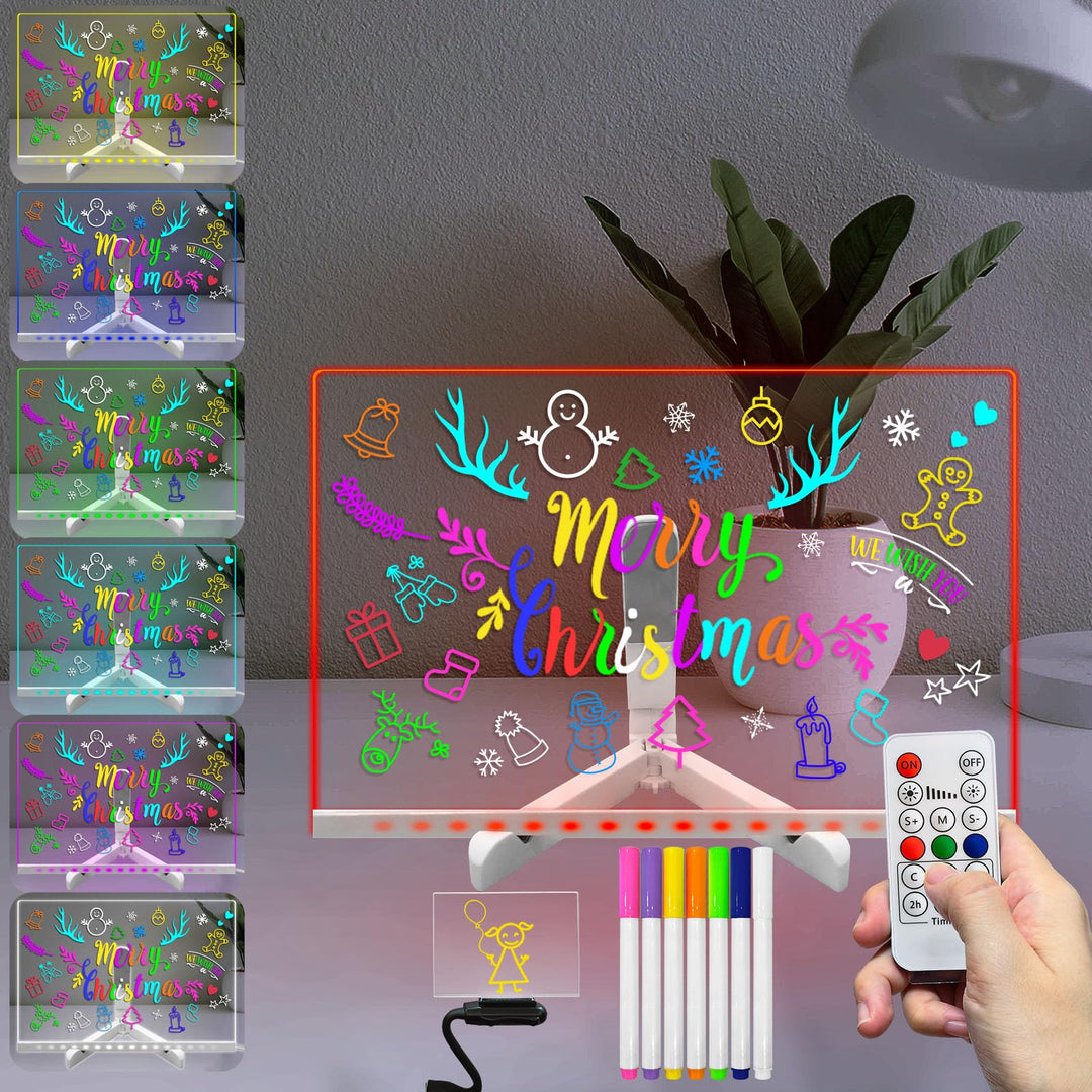 30X20 CM Acryl Dry Erase Board mit Stand 7 Farben ändern 7 Marker Fernbedienung LED-Zeichen Light Up