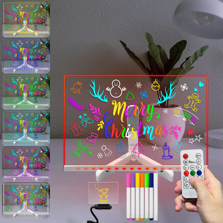 30X20 CM Acryl Dry Erase Board mit Stand 7 Farben ändern 7 Marker Fernbedienung LED-Zeichen Light Up
