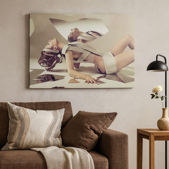 Bilder auf Leinwand 100x70cm Leinwandbild Weiblich modell posieren beine Gross Wanddeko Bild Schlafz