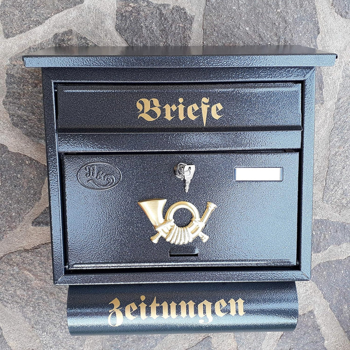Grosser Briefkasten/Postkasten XXL Anthrazit mit Abnehmbarer Zeitungsrolle Flachdach Katalogeinwurf