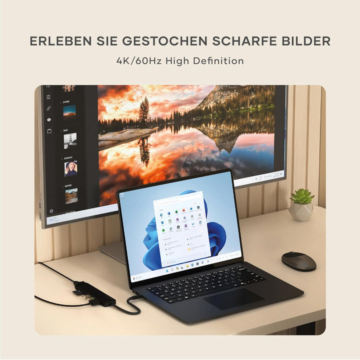 SATECHI 7-in-1 Slim Plus USB-C-Hub, Multiport-Adapter mit Ethernet, 100-W-PD-Ladefunktion, HDMI 4K@6