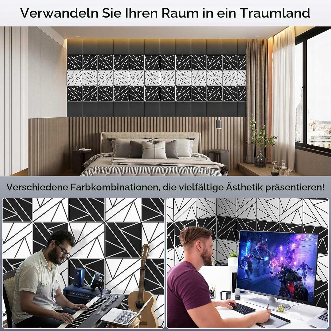 2-lagige schalldichte Wandpaneele, 30,5 x 30,5 x 1,1 cm, schalldichte Schaumstoffplatten für Wände,