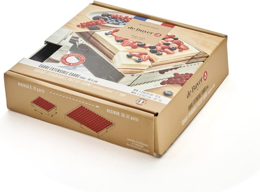 De Buyer 3013.20 – Rahmen aus Edelstahl, ausziehbar 20 x 20 x 5 cm bis 37 x 37 x 5 cm,grau