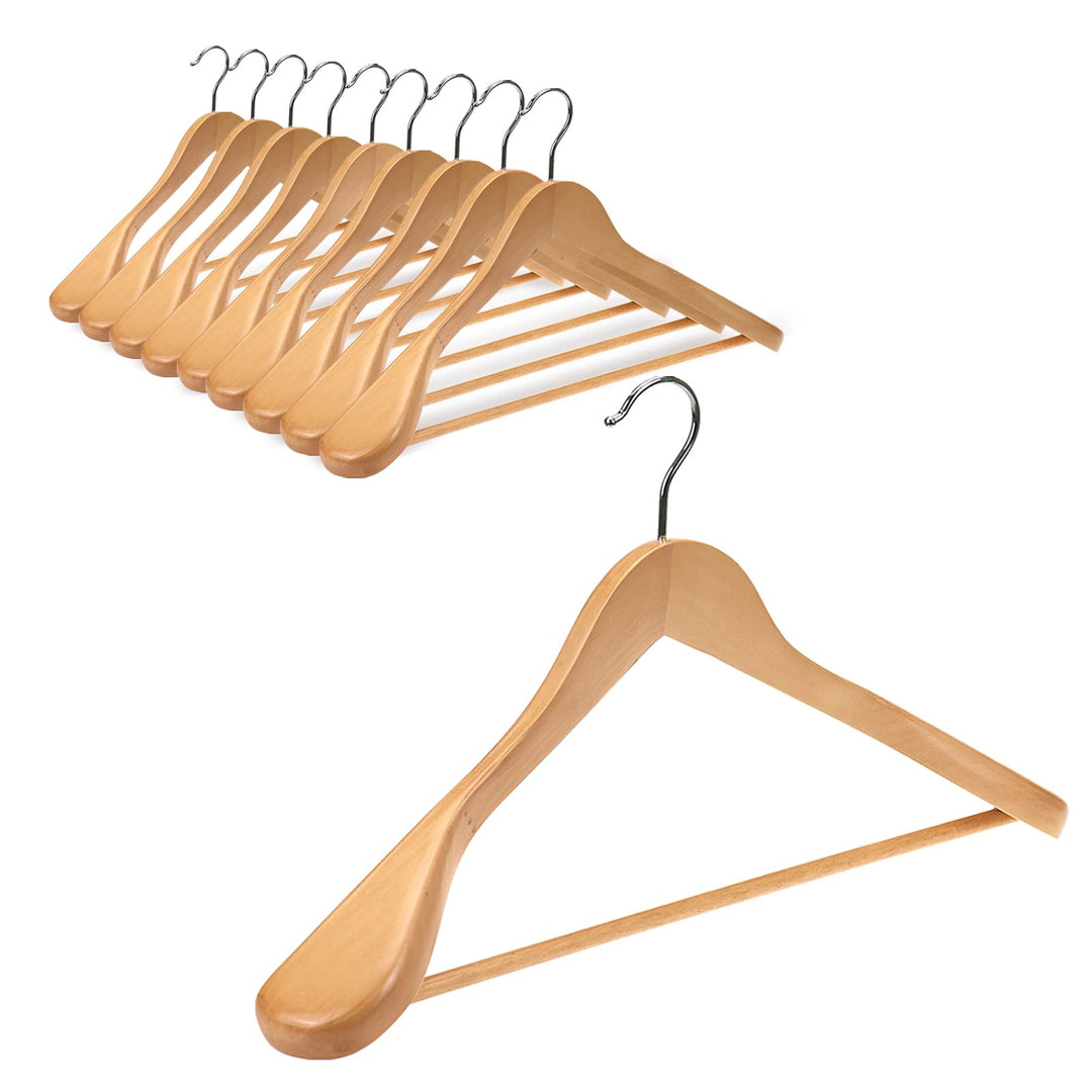 Hangerman Kleiderbügel aus natürlichem Holz, 10 Stück, Kleiderbügel aus Holz, für Jacken, Oberbeklei