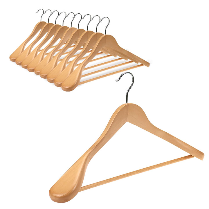 Hangerman Kleiderbügel aus natürlichem Holz, 10 Stück, Kleiderbügel aus Holz, für Jacken, Oberbeklei