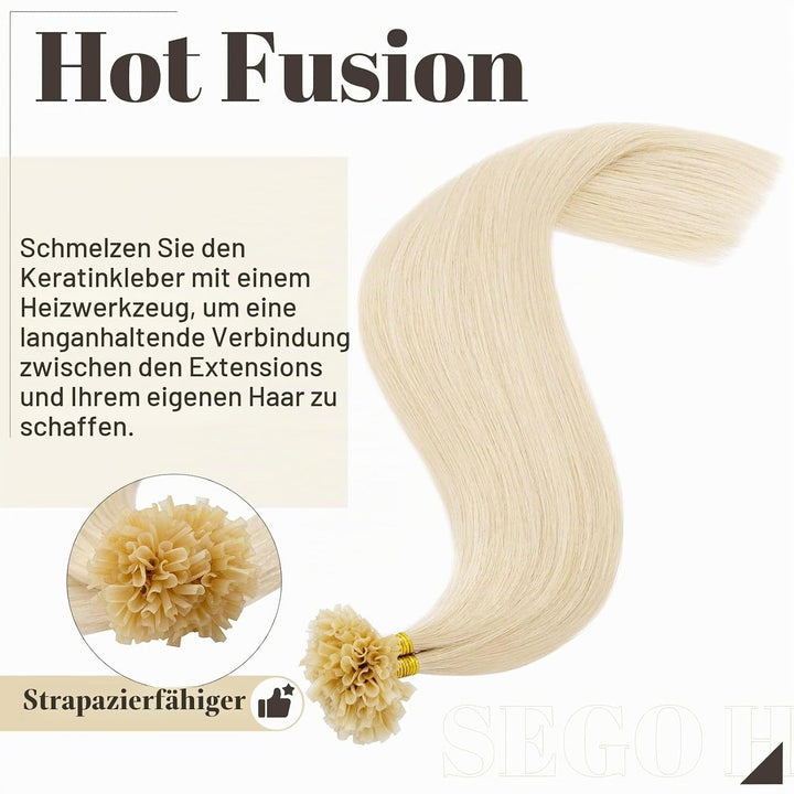 SEGO Bondings Extensions Echthaar 0.5g/Strähnen 100 Strähnen Haarverlängerung Keratin U-Tip Glue 100