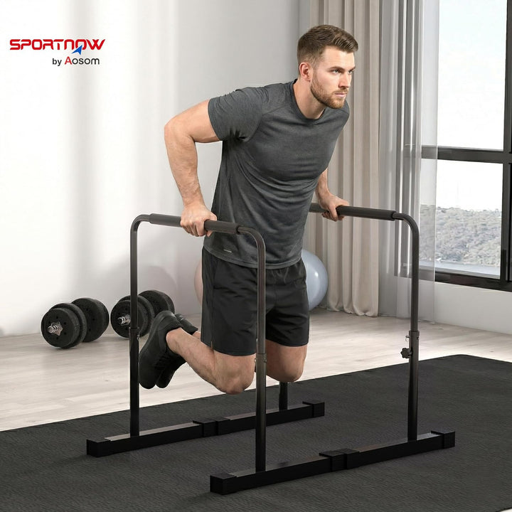 HOMCOM Dip Barren Bars 2er Set Rutschfest Dip Station 80-100 cm Höhenverstellbar Fitness Parallettes