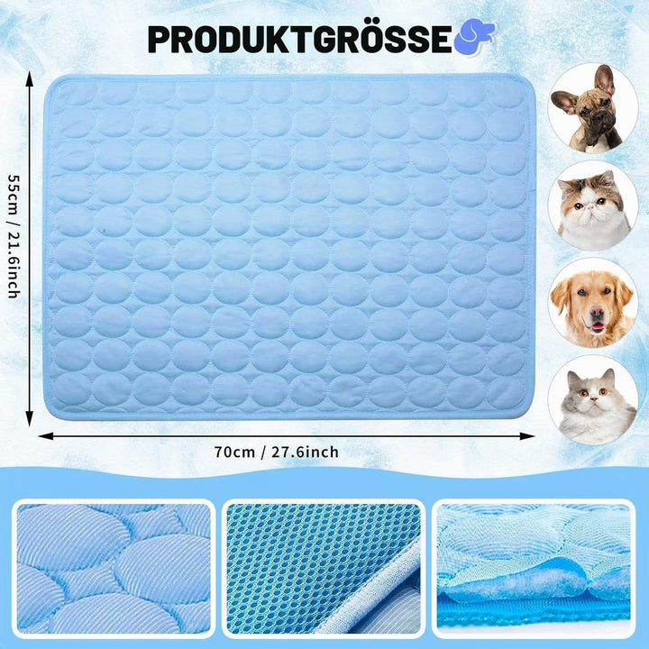 Kühlmatte Hunde, 70×55 cm Pet Cooling Mat, Kühldecke für Tiere, Abwischbar, Robust, Kühlmatte für Hu