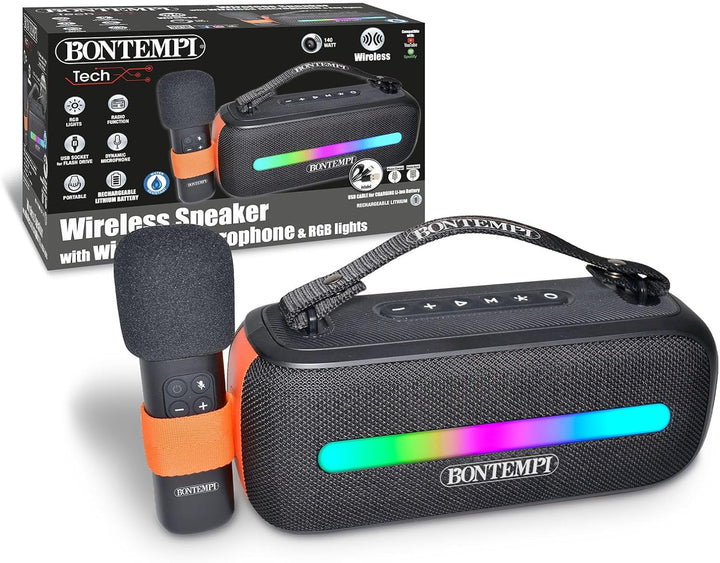 Bontempi | SonicSync - Drahtloser Verstärker Karaoke mit dynamischem Mikrofon, Lichteffekten, TWS un