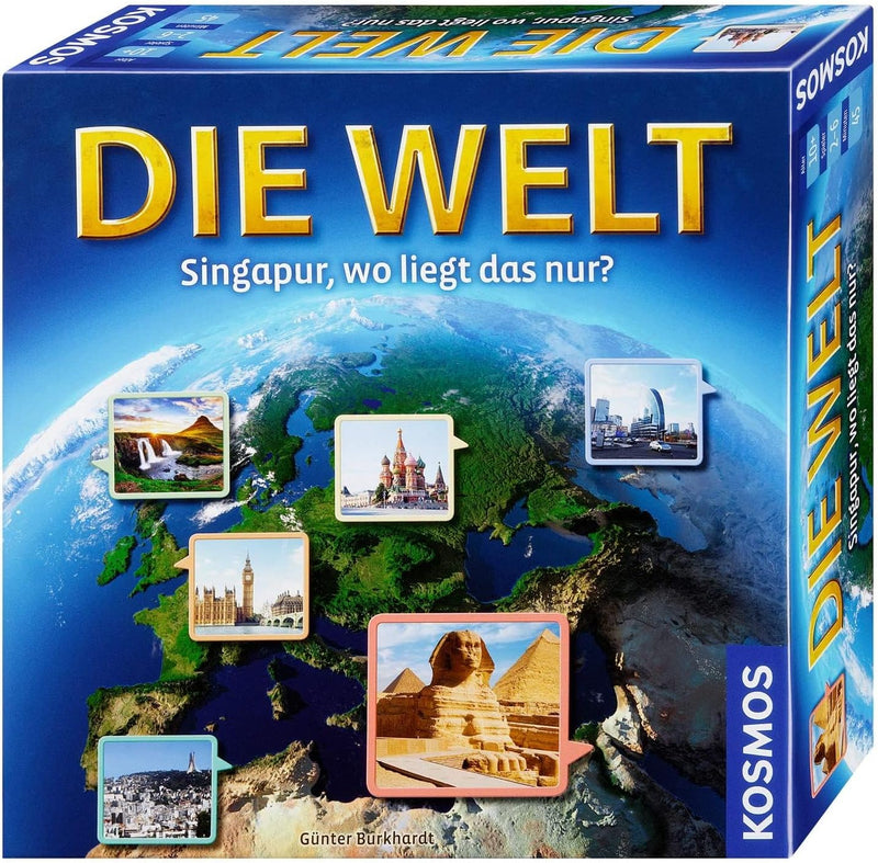 KOSMOS 691882 Die Welt, Geografie Spiel, Familienspiel für 2-6 Spieler, ab 10 Jahre, Weltreise Spiel