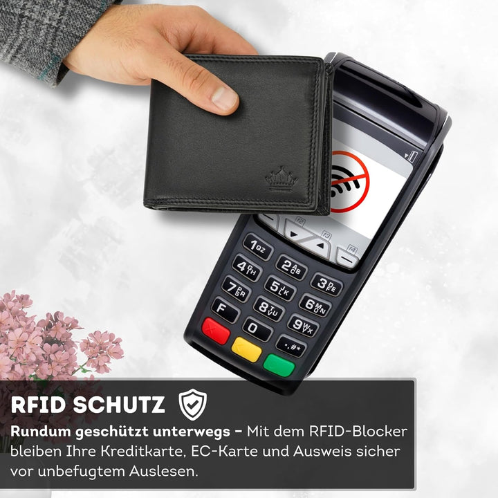 Manza Leder Geldbörse Herren mit RFID Schutz und Geheimfach I Echtleder Geldbeutel für Männer mit Ge