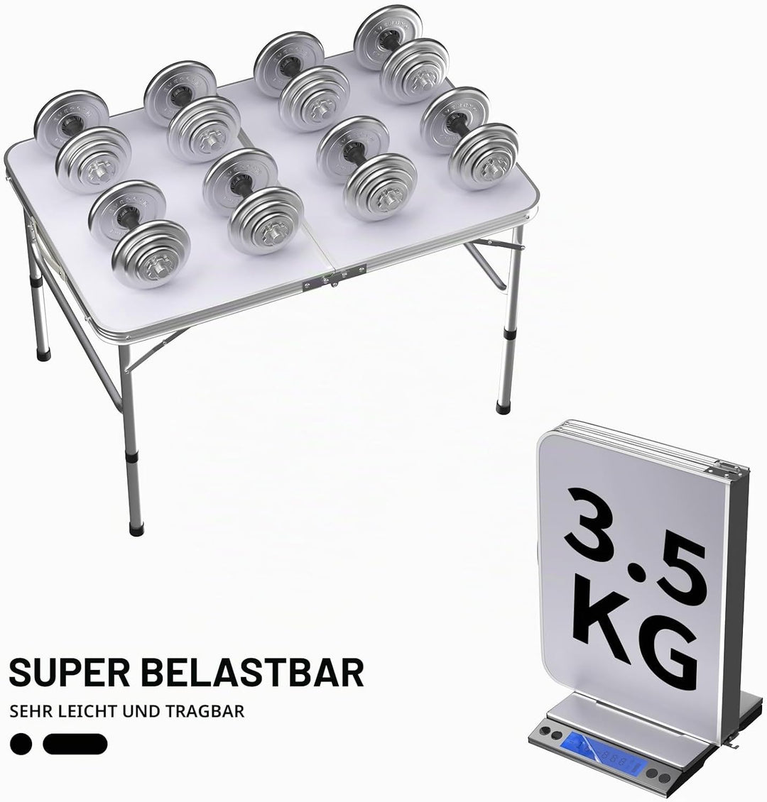 EFAN Klapptisch, 3 m, tragbar, höhenverstellbar, Campingtisch, faltbar, mit Tragegriff für Party, Ab