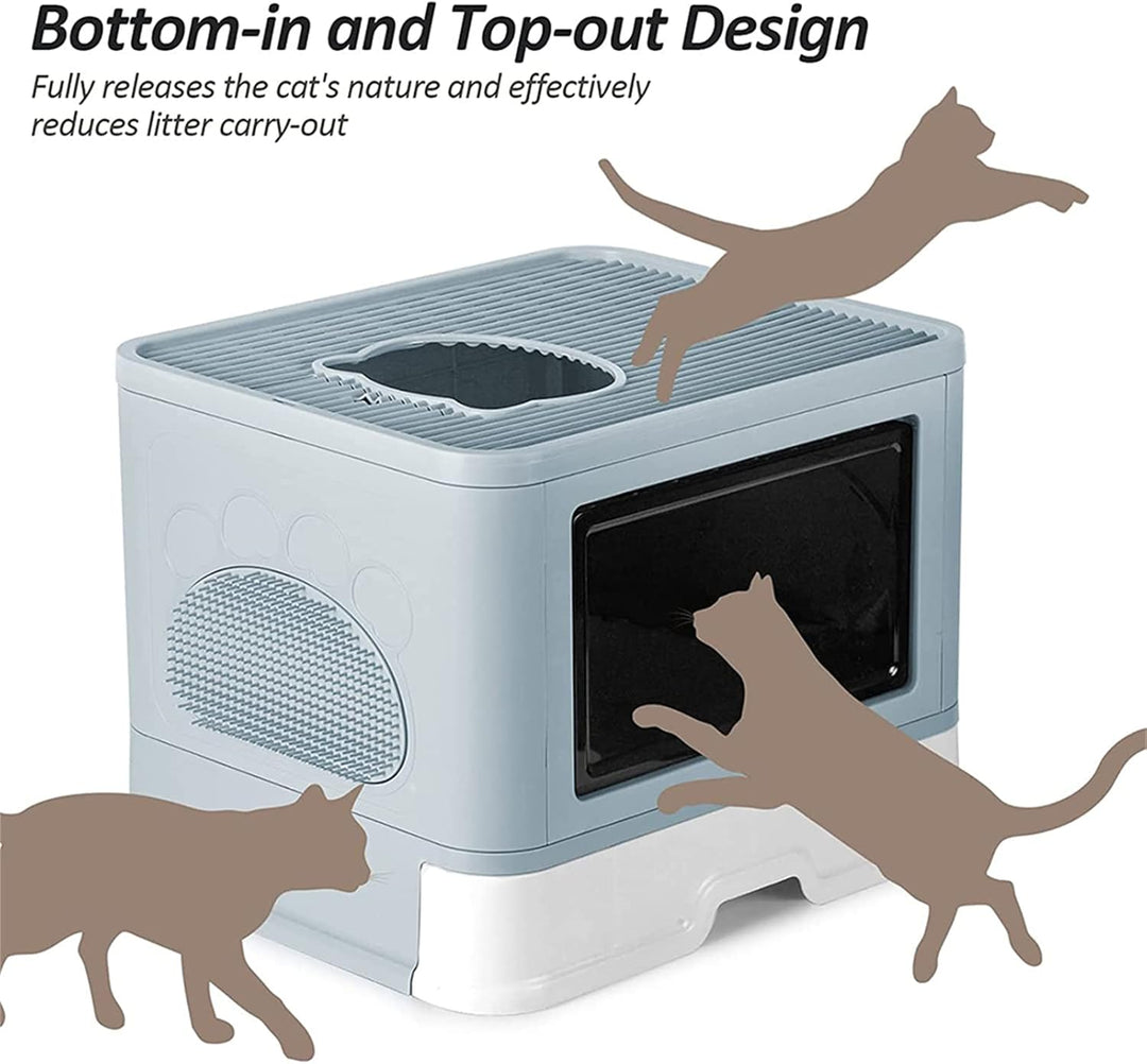 Homewell Katzentoilette mit Deckel und Schaufel, Katzenklo Schrank Schublade Design, Multifunktional