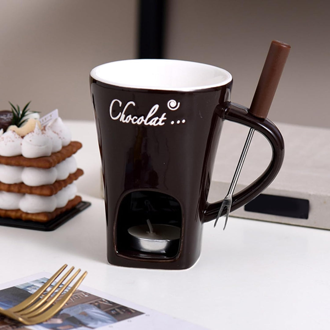 Schokoladen Fondue Tassen 130 Ml Schokofondue Tasse Keramik Mit Gabel Tasse Zum Schokolade Schmelzen