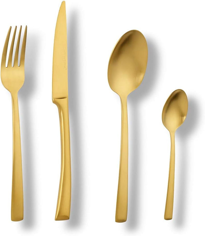 ECHTWERK Tafelbesteck Avelino, Gold Edition, 42-teilig, Essbesteck für bis zu 6 Personen, Edelstahl
