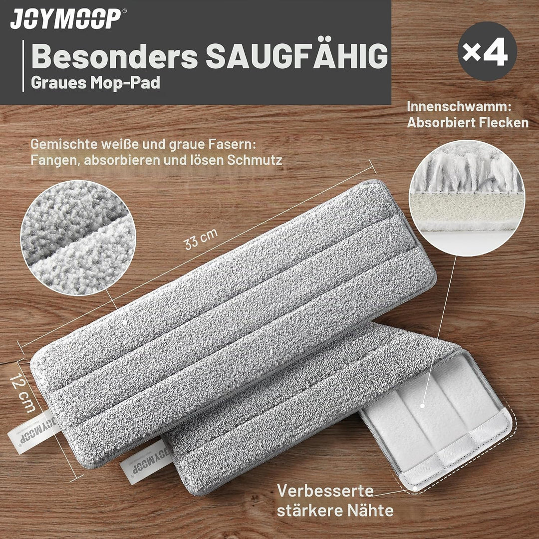 JOYMOOP Flache Wischmopp-Pads, Mikrofaser-Reinigungspads, waschbare Pads, Ersatz für JOYMOOP Flachmo