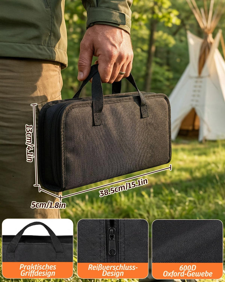 Grillbesteck Set, 17-teilig Edelstahl Grill Zubehör mit Tragetasche, Umfassendes Grillbesteck für da