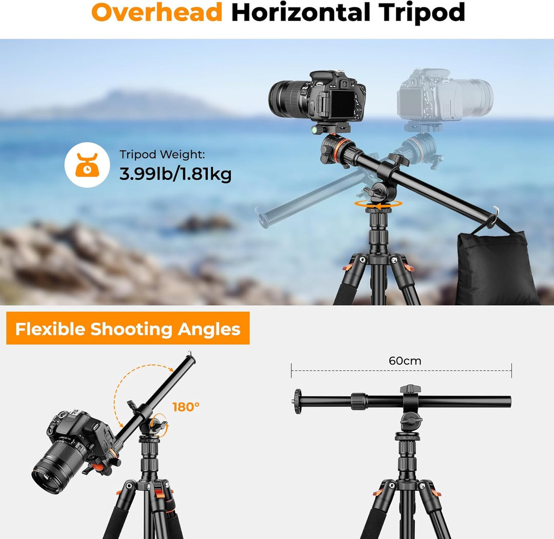 Victiv 259cm/ 102" Kamera Stativ, Multifunktionales Kamerastativ mit 360°-Horizontal-Drehachse & Pan