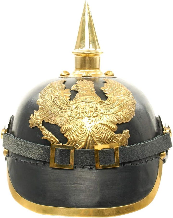 Imperial deutsch Spikes Pickelhaube Officer Fahrradhelm schwarz Leder & Messing