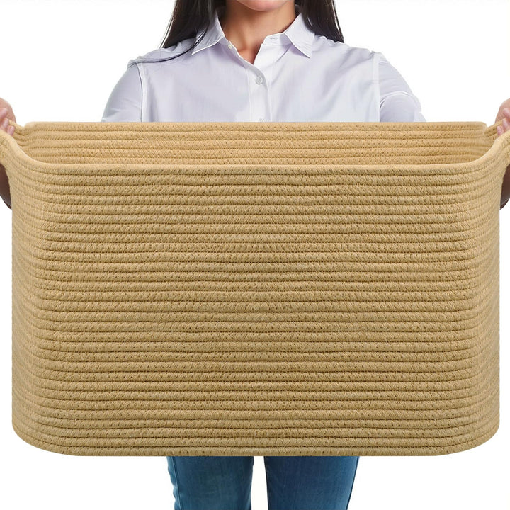 Faltbarer Wäschekorb, 63L Grosse Wäschesammler, Laundry Baskets aus Baumwolle, Geflochten Aufbewahru