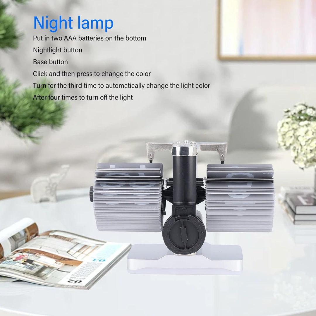 Flip Deskuhr, Retro Digital Flip Down -Uhr mit Verstellbarem Licht für Schlafzimmer -Hausbürodekorat
