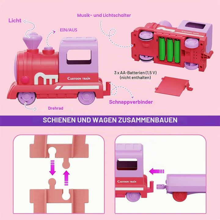 Eisenbahn-Set in Rosa für Kleinkinder – Lernspielzeug ab 1 Jahr (ideal für 1-3 Jährige Mädchen), Sch